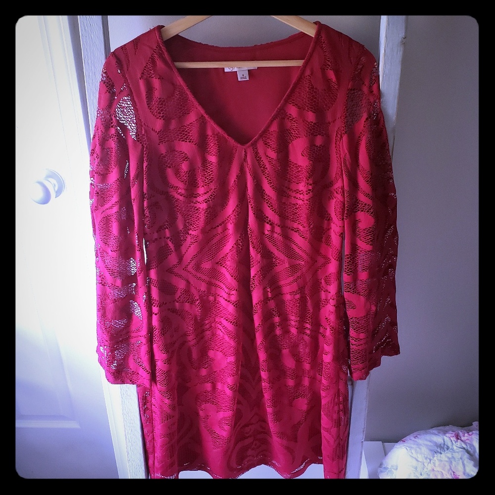 NWT Dress Barn Red Lace Dress